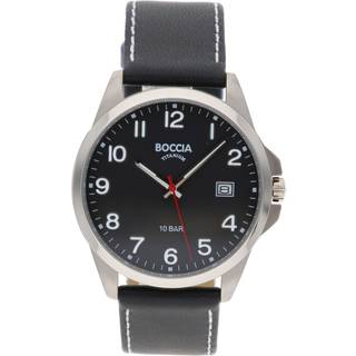 Boccia 3671-02 Herrenuhr Titan mit Lederband Schwarz