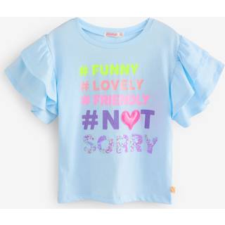 Billieblush Billieblush Blue 100% Cotton Slogan Graphic Ruffle Sleeve Short Sleeve T-Shirt