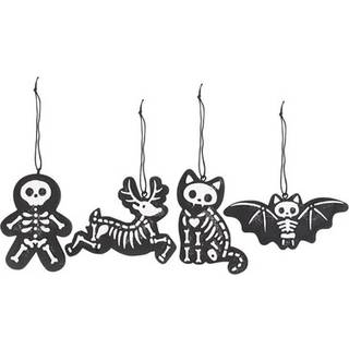 Schwarze Skelett-Keks-Ornamente 4 St.