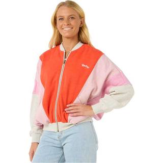 Rip Curl Women's Colour Block Zip Thru Sweatere Damer størrelse XS farve rød