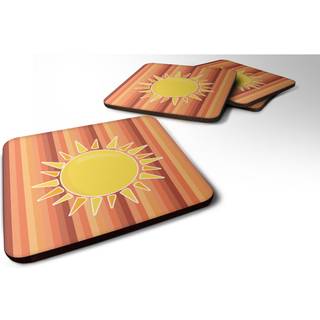"""" Caroline's Treasures Sun With Stripes Foam Coaster Set på 4 3,5 multicolor """"