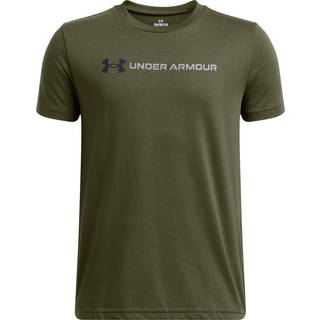 Under Armour Logo Wordmark Boys' Short Sleeve Marine OD Green / Black / Steel YLG (149 - 160 cm)
