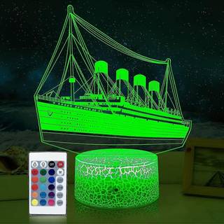 Titanic Night Light for Kids 3d Illusion Ship Model Lamp 16 Colors Changing Kids Room Bedside Decor Light As Birthday Gifts