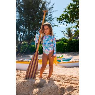 Roxy Roxy Blue Tropical Story Print Long Sleeve One Piece Rashguard