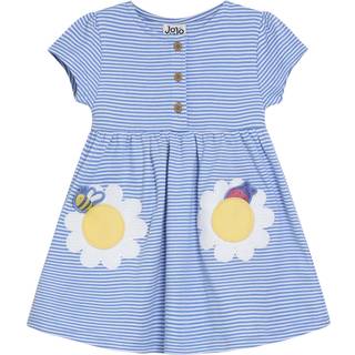 Jojo Maman Bébé JoJo Maman Bébé Blue Daisy Pocket Appliqué Button Front Dress