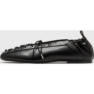 Eyelets Lace Up Ballerina Crinkle Oleatex - Black
