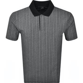 Armani Exchange Patterned Polo T Shirt Black