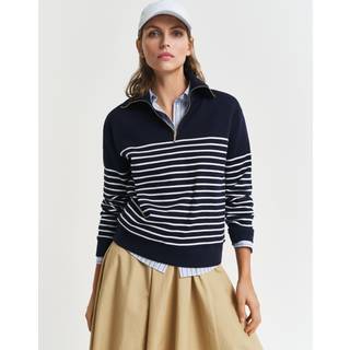 GANT Dame Ribstrikket breton sweatshirt med halv lynlås (XS)