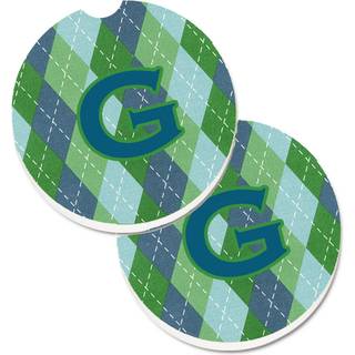 """" Caroline's Treasures Monogram - Initial G Blue Argoyle -sæt med 2 kopholder Bilkyster CJ1020 -GCARC 2.56 Multicolor """"