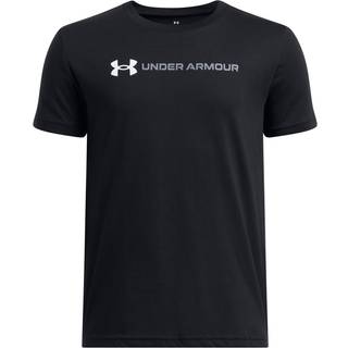 Under Armour Logo Wordmark Boys' Short Sleeve Black / White / Titan Gray YLG (149 - 160 cm)