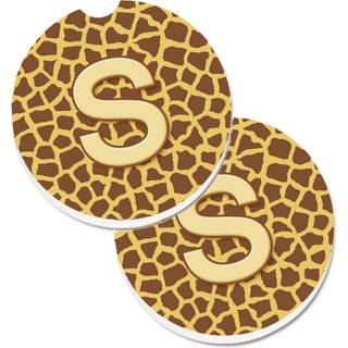 """" Caroline's Treasures Monogram Initial S Giraffe Sæt med 2 Cup Holder Car Coasters CJ1025-SCARC 2.56 Multicolor """"