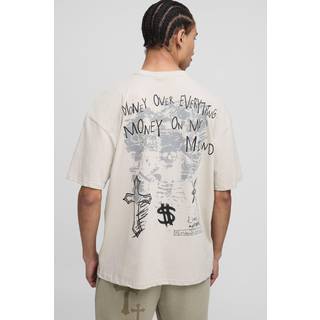 Mens Stone Oversized Cross Renaissance Graphic T-Shirt