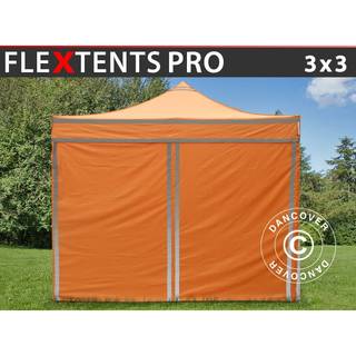 Foldetelt FleXtents Easy up pavillon PRO Arbejdstelt /Håndværkertelt 3x3m Orange m/refleksbånd, inkl. 4 sider