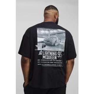 Mens Black Plus Oversized Disney Cars License Back Print T-shirt