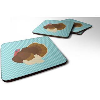 """" Caroline's Treasures French Turkey Dindon Blue Check Decorative Coasters 3.5 multicolor """"