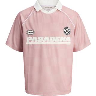 Jack & Jones Retreat AOP Mesh Open Collar Polo SS Pink Icing