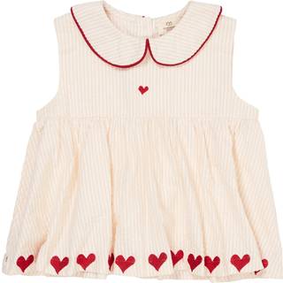 Copenhagen Colors Hearts Seersucker Kortærmet Bluse Dusty Rose Cream Berry Stripe 104cm  Lyserød  104 cm  kvinde