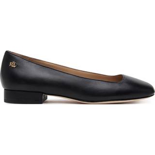 Lauren Ralph Laurentil kvinder. 802970534001 Ballerinaer i læder Emellie sort (37), 1-3 cm, Ingen, Casual