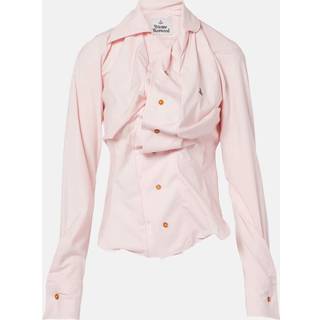 Vivienne Westwood Orb gathered asymmetric cotton shirt - pink - XS
