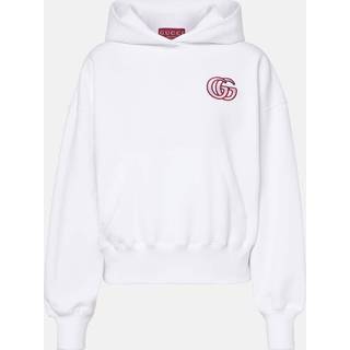 Gucci GG embroidered cotton jersey hoodie - white - XS
