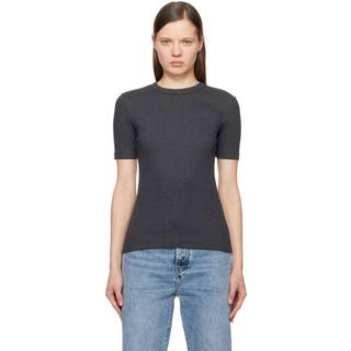 Toteme Ribbed-knit cotton-blend jersey top - grey - XXS