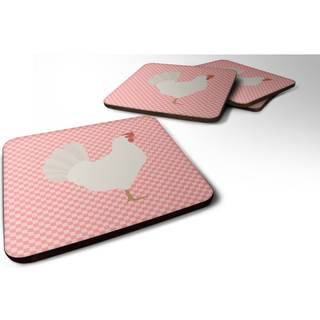 """" Caroline's Treasures Leghorn Chicken Pink Check Decorative Coasters 3.5 Multicolor """"