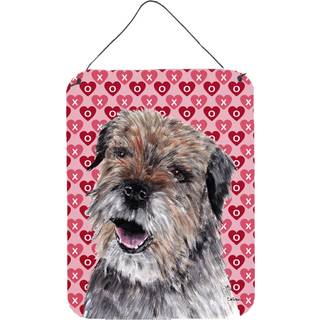 """" Caroline's Treasures Border Terrier Valentine's Love Aluminium Metal Wall eller Door Hanging Prints 16 """" """" X 12 """" """" """"