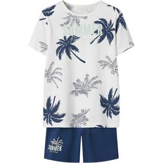 Name It Name It Blue Summer Tropical Top & Short Pyjama Set