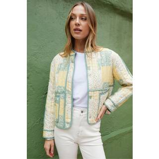 Threadbare Threadbare Yellow Floral Patchwork Quilted Jacket