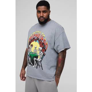 Mens Charcoal Plus Grateful Dead License Washed Print Regular Fit T-Shirt