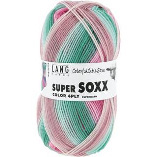 Lang Yarns Super Soxx Color 4-ply 507 Indhold: 75% ny uld, 25% polyamid Vægt/længde: 100 g = ca 420 meter Anbefalede pinde: 2.50-3.50 mm Strikkefasthed: 10 x 10 cm = 30 m x 41 p Vask: Maskinvask 40 ℃ / Kan tørretumbles / Brug aldrig skyllemiddel.