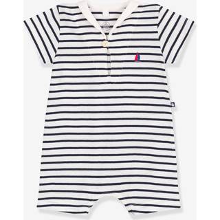 Petit Bateau Playsuit I Bomuld Med Sømandskrave Marshmallow Smoking 18 months  Hvid  18 måneder  Unisex
