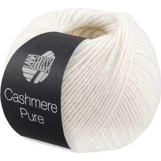 Lana Grossa Cashmere Pure 09 Hvid Indhold: 100% cashmere Vægt/Længde: 25 g = ca. 115 meter Anbefalede pinde: 4.5 mm Strikkefasthed:10 x 10 cm = 21 m x 30 p Vask:Håndvask / Tørres fladt.