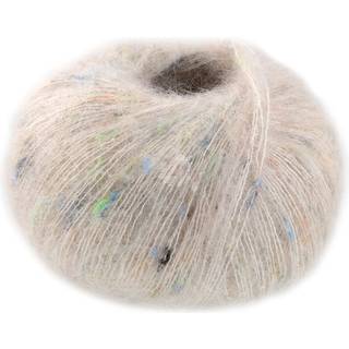 Lana Grossa Natural Superkid Tweed 614 Natur Indhold: 60% superkid mohair, 30% silke, 7% bomuld, 3% polyester Vægt/Længde: 25 g = ca. 200 meter Anbefalede pinde: 4.5-5 mm Strikkefasthed: 10 x 10 cm = 21 m x 30 p Vask:Håndvask / Tørres fladt.