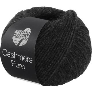 Lana Grossa Cashmere Pure 07 Antracit Indhold: 100% cashmere Vægt/Længde: 25 g = ca. 115 meter Anbefalede pinde: 4.5 mm Strikkefasthed:10 x 10 cm = 21 m x 30 p Vask:Håndvask / Tørres fladt.