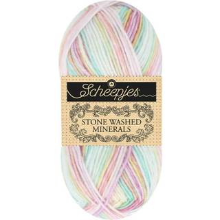 Scheepjes Stone Washed Minerals 914 Beryl Blase Indhold: 78% bomuld, 22% akryl Vægt/længde: 50g = ca. 130 m Strikkepinde: 3.00-3.50 mm Strikkefasthed: 10 x 10 cm = 24 masker x 32 rækker Pleje: Maskinvask 40°C.