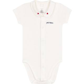 Petit Bateau Kortærmet Baby Body Med Krave Marshmallow 1 months  Hvid  1 måneder  unisex