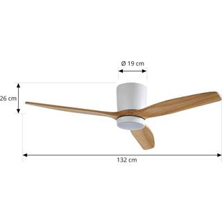 Lucande LED-loftventilator Faipari, hvid, DC, støjsvag, 132 cm