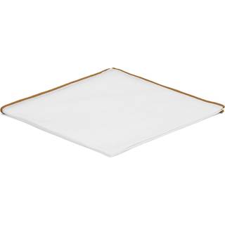 Hvid Lommeklud m. Brune Kanter