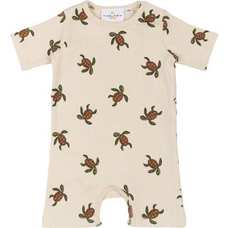 The New Siblings GOTS Owen Ribbet Jumpsuit White Swan Aop 80 cm  Hvid  80 cm  mand