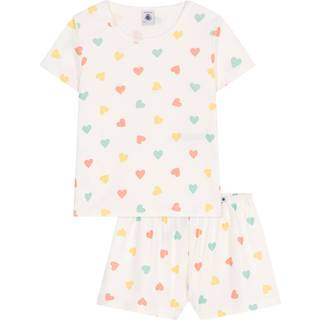 Petit Bateau Hearts Pyjamas I Bomuld Marshmallow Multicolor 5 Y  Hvid  5 år  kvinde