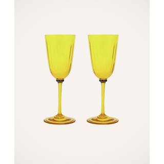 La DoubleJ Glassware - 'Rainbow' wine glass, set of two, yellow in YELLOW 100% GLASS