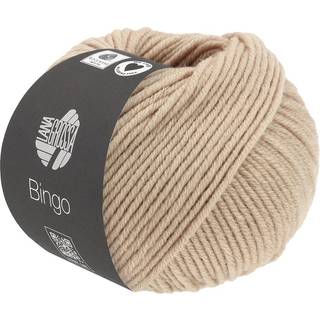 Lana Grossa Bingo 770 Lys beige Indhold:100% ren ny, ekstrafin merinould Vægt/Længde: 50 g = ca. 80 meter Anbefalede pinde: 4.5-5.5 mm Strikkefasthed: 10 x 10 cm = 16 m x 23 p Vask:Finvask 30º/ Tørres fladt.