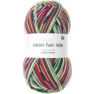 Socks Neon Fair Isle 4-fädig - Ethno