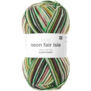 Socks Neon Fair Isle 4-fädig - Forest