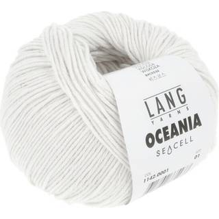 Lang Yarns Oceania 001 Indhold: 70% Bomuld, 30% Viskose Vægt/længde: 50 g = ca. 140 meter Anbefalede pinde: 3,5-4 mm. Strikkefasthed: 10 x 10 cm = 22 m x 30 p Vask: Maskinvask 30 ℃ / Tåler ikke tørretumbling / Brug aldrig skyllemiddel.