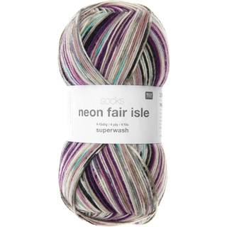Socks Neon Fair Isle 4-fädig - Berries