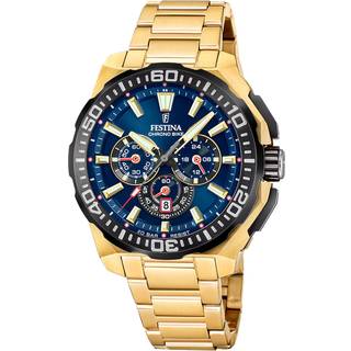 Festina F20727/1 Herrenuhr Chronograph Goldfarben/Blau