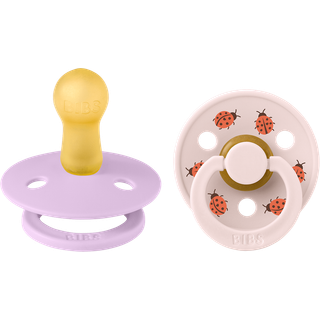 BIBS Rund Colour Sut - 2-Pak - Str. 2 - Naturgummi - Studio - Ladybug - Violet Sky Mix
