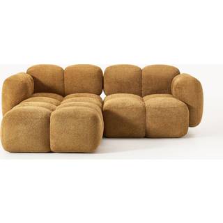 Modulært sofa Tayla (3-personers) i teddy-bouclé med puf (venstre/højre)